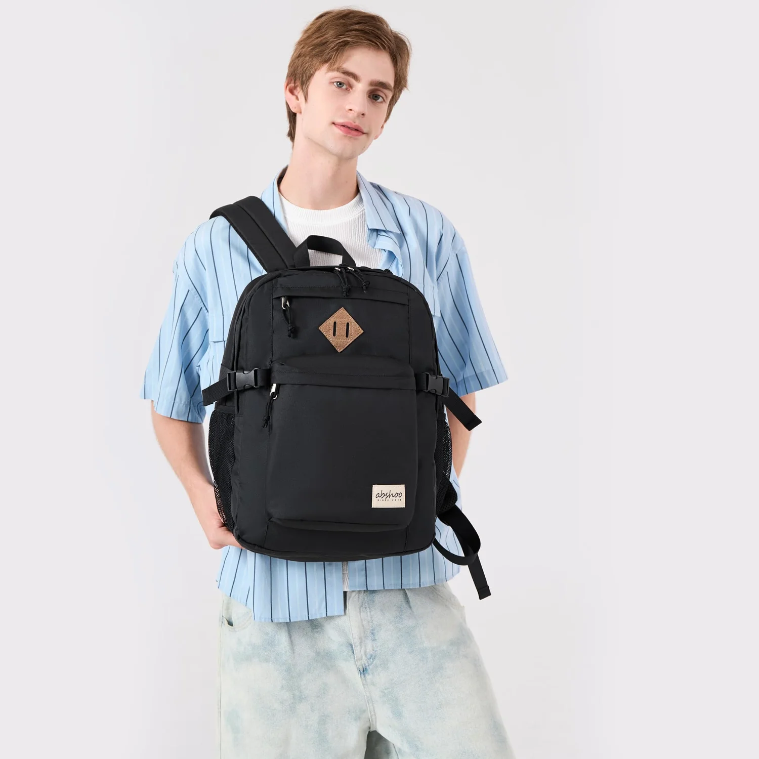 The 32-litre campus backpack worn over one shoulder